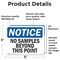 Signmission No Samples Beyond This Point OSHA Notice Sign, Vinyl Decal, 5in W x 3.5in L, 2PK OS-2PACK-NS-D-35-L-14786 - alternate 5